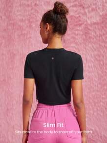 GLOWMODE X Care Bears™ Pima Cotton Embroidered Slim Fit Cropped Tee Daily Casual - Black - View 3