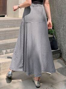 DAZY Váy chữ A kẻ sọc cao cấp thông thường dành cho nữ - Đen và trắng - Xem 6