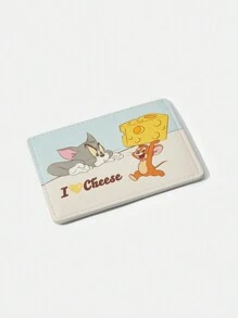 TOM & JERRY X SHEIN 卡通汤姆、杰瑞、国际象棋和口号印花迷你卡夹