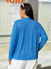 SHEIN EZwear Women's Plus Size Outdoor Anti-UV Sunscreen Stand Collar T-Shirt