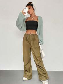 Flirla Women's Open-Front Casual Cardigan Fall Cloth For Women - Green - View 4