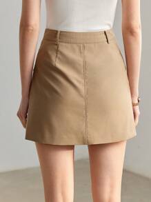 MOTF PREMIUM 實心拉鍊直筒裙 - 卡其色 - 查看 8