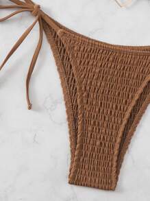 SHEIN Swim Conjunto de bikini sexy para mujer con cuello halter y lazo de unicolor para la playa en verano