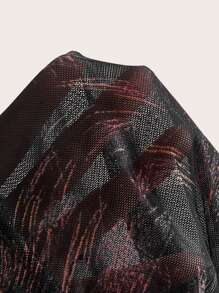 SHEIN Unity Áo thun dài tay màu đen xuyên thấu in lưới mờ - màu đen - Xem 5