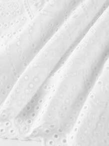 Anewsta 春夏季女士刺绣纯色西装领短袖连衣裙 - 白色 - 查看 12