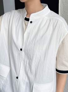 FRIFUL Women's Casual Solid Color Button Pocket Top - White - View 7