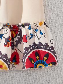 SHEIN Baby Girl Lovely Floral Cap Sleeve Top & Ruffle Hem Skirt Set, Perfect For Summer Vacation