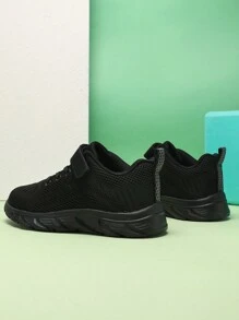 Sapatos de Caminhada ao Ar Livre Leves e Respiráveis para Meninos e Meninas Primavera/Verão, Sapatos Esportivos Pretos para Estudantes Escolares