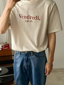 DAZY Hombres Camiseta con estampado de letra