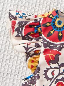 SHEIN Baby Girl Lovely Floral Cap Sleeve Top & Ruffle Hem Skirt Set, Perfect For Summer Vacation
