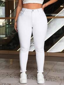 SHEIN EZwear Plus size effen kleur skinny lente/zomer jeans