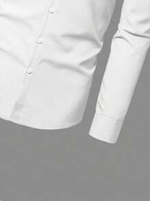 Manfinity Mode Camisa formal diaria básica de trabajo de manga larga de unicolor para hombres de talla grande, ideal para primavera/verano