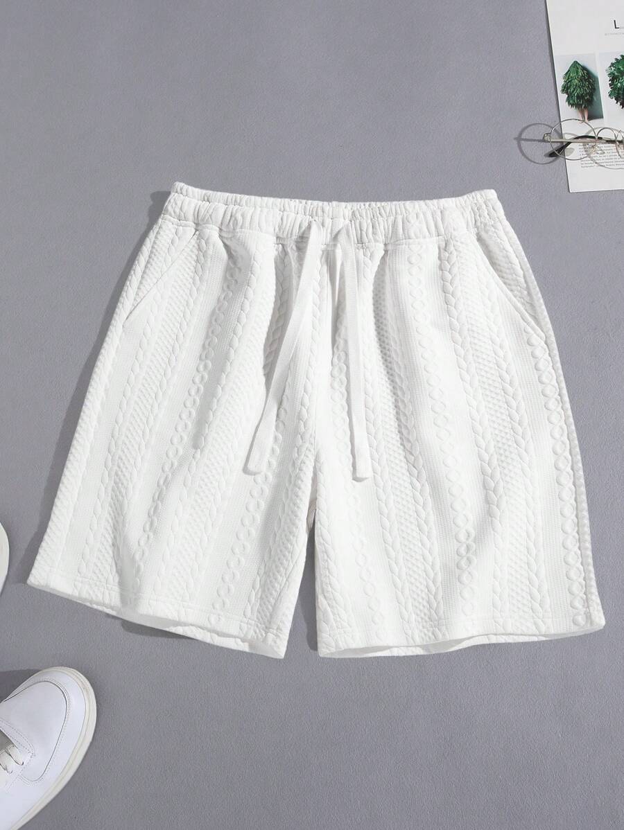 Quần short vải jacquard họa tiết thời trang thường ngày cho nam đi biển và thể thao - trắng - Xem 1