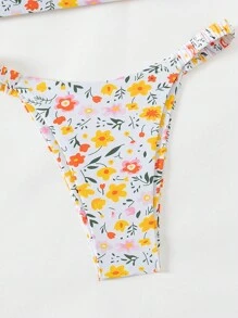 SHEIN Swim Ladies' Summer Beach Floral Printed Sexy Bikini Set - Multicolor - View 3