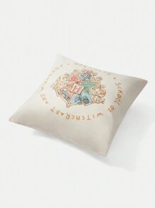 HARRY POTTER X SHEIN 45*45cm Hogwarts College Emblem And Letter Print Pillow Case,Gifts