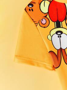 GARFIELD | SHEIN Young Girl Casual Short Sleeve T-Shirt With Fun Cartoon Print, Summer - Yellow - View 7