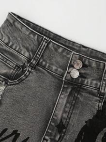 SHEIN Explorewe Teen Girl Y2K Printed High Waisted Tight Shorts - Light Grey - View 4