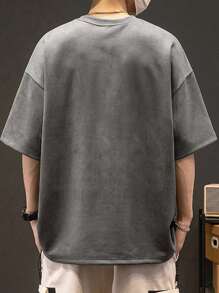 Men's Washed Dropped Shoulder Casual Round Neck Casual Loose T-Shirt