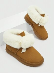 Woman Shoes Fashion Round Toe All-Match Brown Outdoor Warm Snow Boots - Brown - View 1