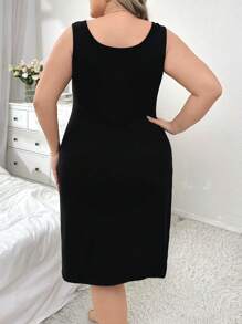 SHEIN Plus Size Sexy Lace Patchwork Sleep Dress Pajama Dress - Black - View 2