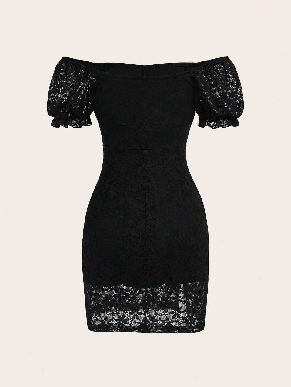 Elegant Lace Patchwork Solid Color Bodycon Dress With Off-Shoulder Design For Summer