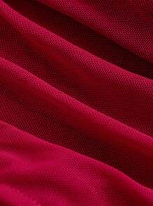 SHEIN MOD With Ruffle Trim, Ribbon And Contrasting Bow, Perfect For Graduation Party, Red Mesh Strapless Top, Party Top, Shapewear Top, Red Tube Top, Bow Top, Tops, Going Out Tops - Red - View 3