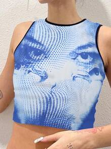 INAWLY Women's Simple Printed Sleeveless Tank Top For Daily Wear - Multicolor - View 3