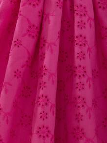 Summer Baby Girl Cute Solid Color Embroidery & Hollow Pattern Ruffled Sleeveless Dress - Pink - View 5