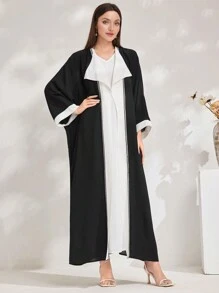 Al Najma Women's Elegant Color-Block Arabian Abayas - Black and White - View 5