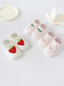 3pairs Cute Decorative Anti-Slip Floor Socks For Baby Girls, Suitable For Daily Wear