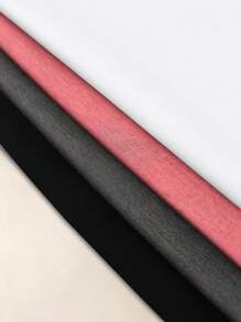 SHEIN LUNE Conjunto de 4 Camisetas casuales de manga corta con cuello redondo para mujer, lisas y de verano