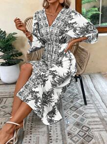 Breezaya Women's Random Printed Simple Daily Wear Dress - Black - View 5