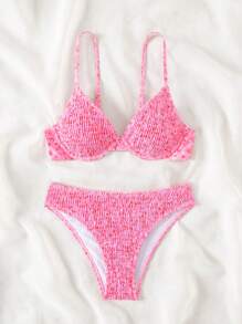 Swim Mod 女士夏季海滩碎花露背性感比基尼套装两件套比基尼套装