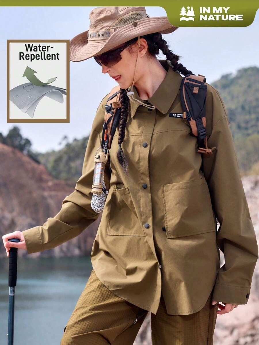 In My Nature Ladies' Solid Color Cargo Outdoor Shirt - Khaki - View 1