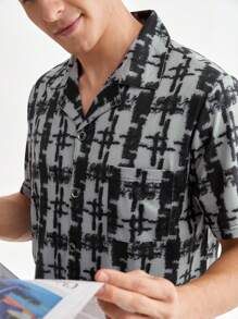 Men's Summer Plaid Short Sleeve And Shorts Homewear Set