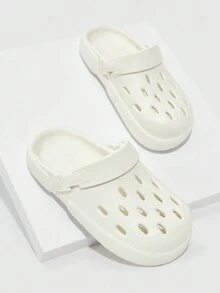 Women Hollow Design Slingback Clogs, Cool White EVA Vent Clogs - White - View 1