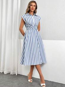 Firerie 女士休閒拼色條紋收緊腰夏季連衣裙 - 彩色 - 查看 5