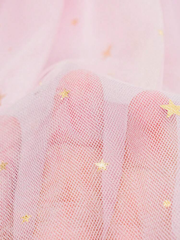 Baby Girls'  And Elegant Multi-Layer Gradient Star Tulle Dress, Perfect For Spring/Summer Parties