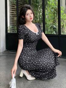 DAZY 女式夏季印花短袖连衣裙