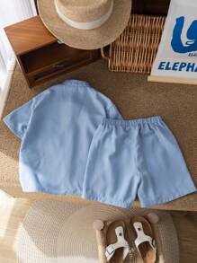 Young Boy Loose Fit Short Sleeve Shirt And Shorts Set