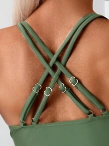 Swim Lushoire Đồ bơi Tankini lưng chéo in họa tiết ngẫu nhiên cho bãi biển mùa hè dành cho nữ - Nhiều màu - Xem 5