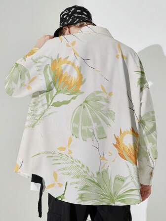 Men's Vacation Style Flower Printed Long Sleeve Shirt