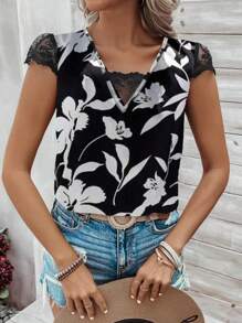 Breezaya Women Lace Patchwork Casual Back Strap Spring/Summer Shirt