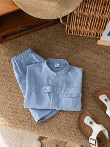 Young Boy Loose Fit Short Sleeve Shirt And Shorts Set
