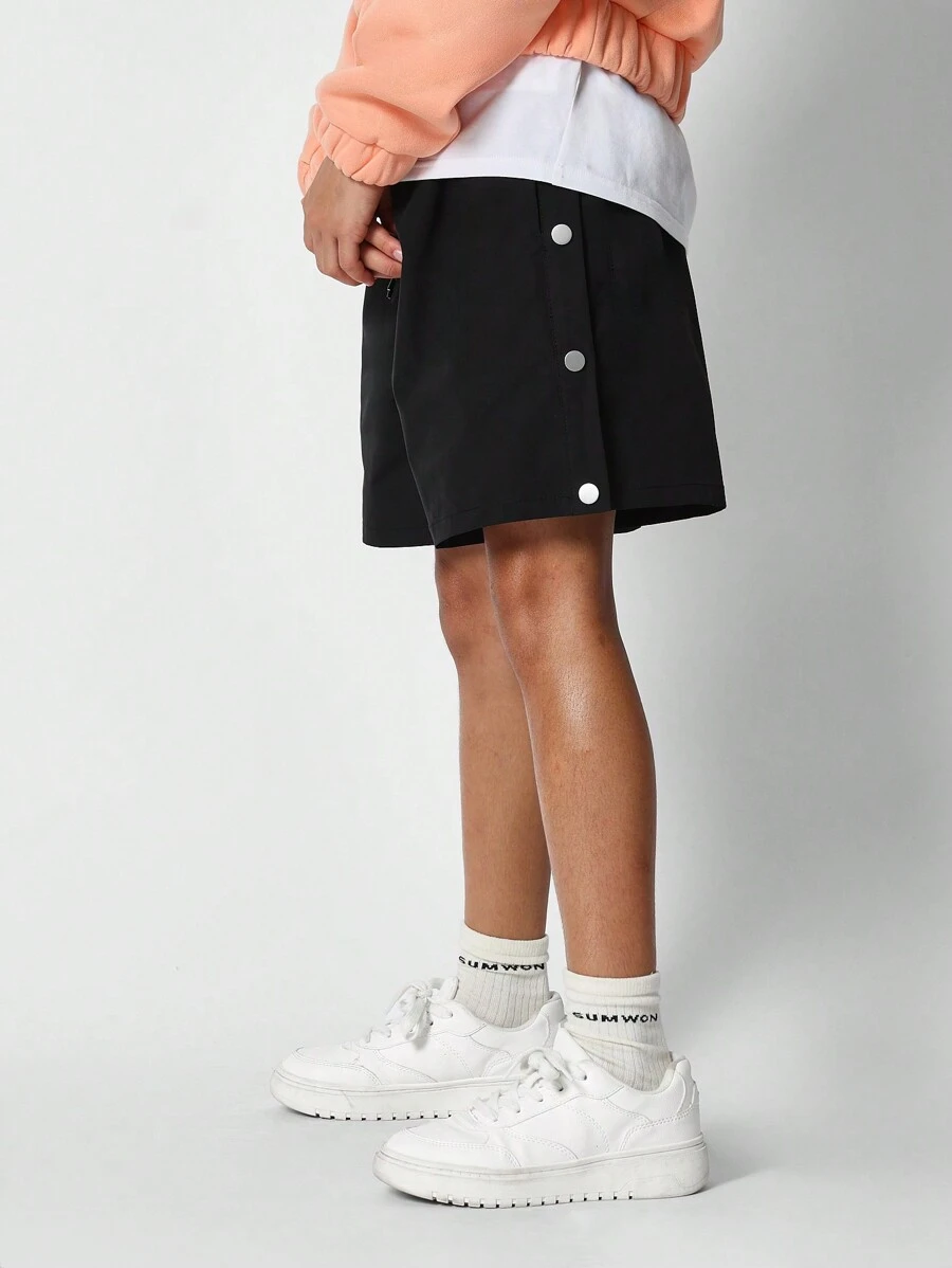 SUMWON Tween Girls Short With Side Buttons - Black - View 1