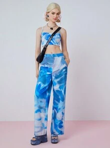 SHEINNeu Women's Random Printed Simple Daily Long Pants - Multicolor - View 3