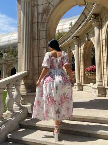 Flirla Fresh And Delicate Spaghetti Strap Chiffon Dress With Chest Cup Design - White - View 2