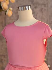 SHEIN Tween Girls Set - Berwarna merah muda - View 3
