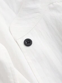 FRIFUL Women's Casual Solid Color Button Pocket Top - White - View 3