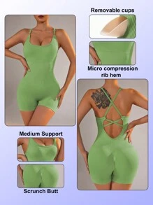 SHEIN Dewbera Damenmode Yoga Jumpsuit Einfarbig